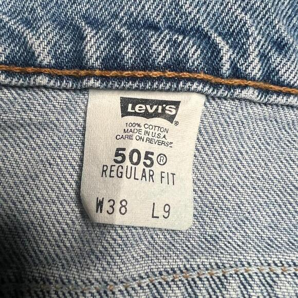 Vintage Levi’s 505 Regular Fit Denim Shorts W38 L9 Light Blue USA Made 90s - Picture 9 of 13